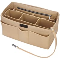 Organizador de Bolsos de Fieltro-Betoores Organizador con Bolsillo Interior extraíble e Llavero(Beige- Grande)